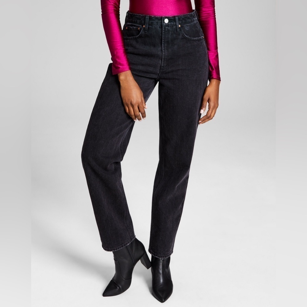 B10.19. NWT AND NOW THIS Women's Ultra High Rise Straight Jeans Neal (black) 24W